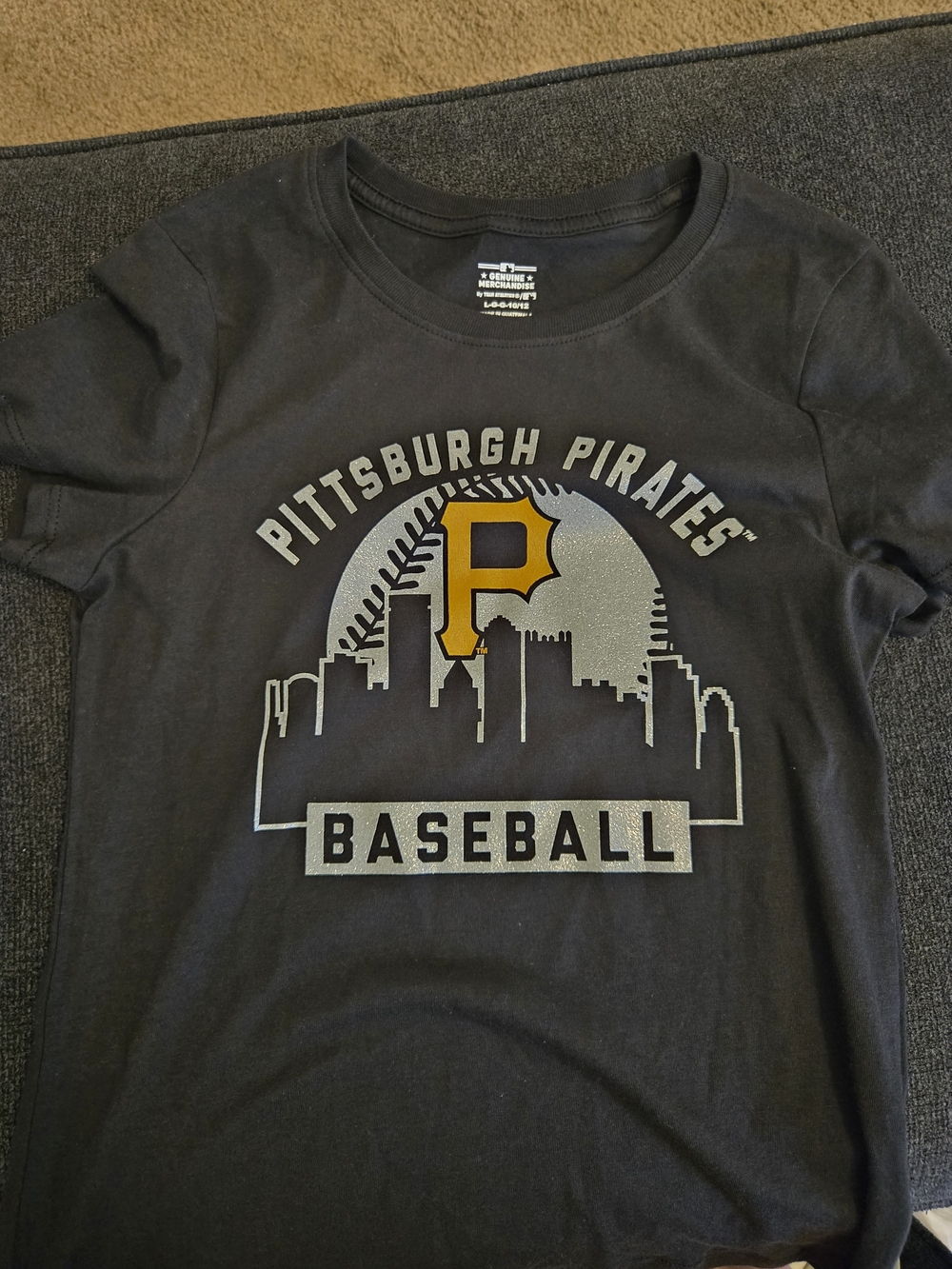 MLB Pittsburgh Pirates Black Tee with Gold P Logo